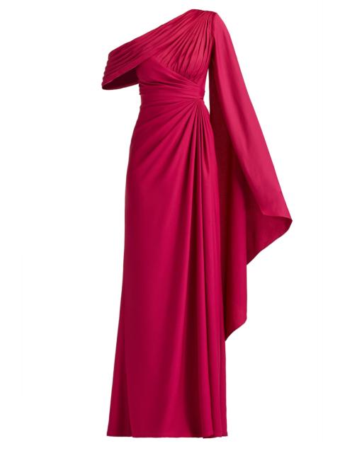 TADASHI SHOJI Women's Pleated Gathered One-Shoulder Jersey Gown - New Fuchsia