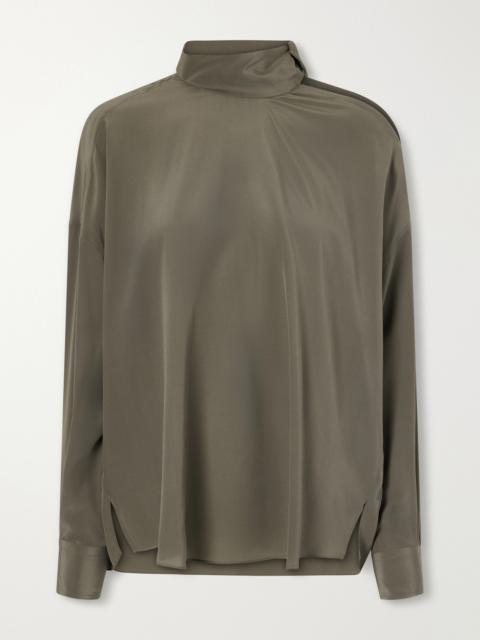 Brunello Cucinelli Bead-embellished Silk-satin Blouse