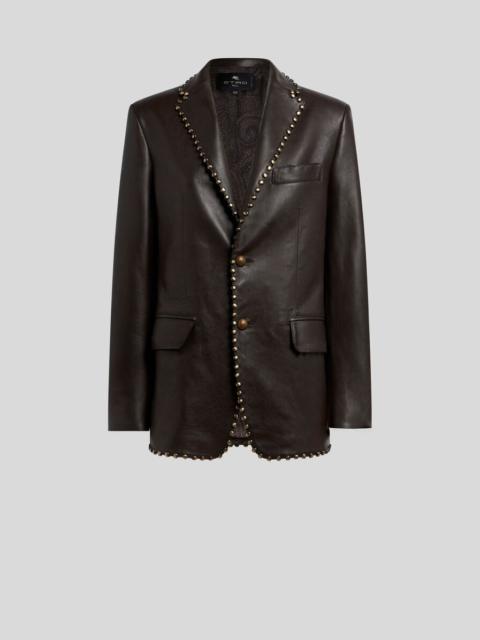 Etro SINGLE-BREASTED LEATHER JACKET WITH STUDS
