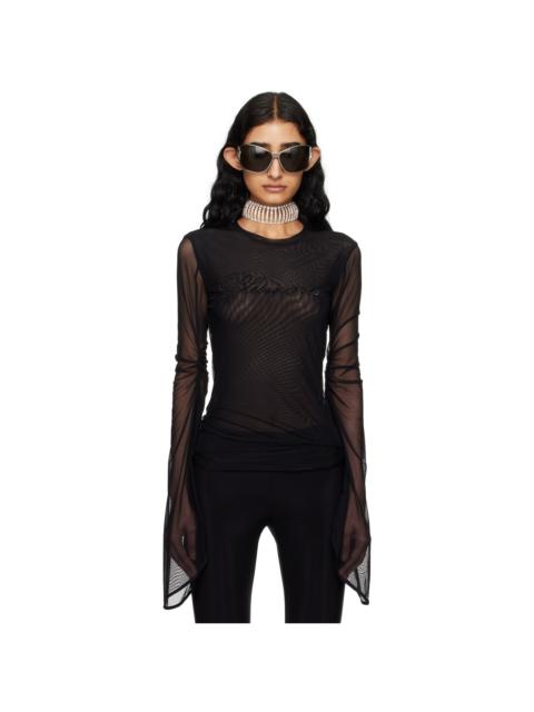 Black Crystal-Cut Long Sleeve T-Shirt