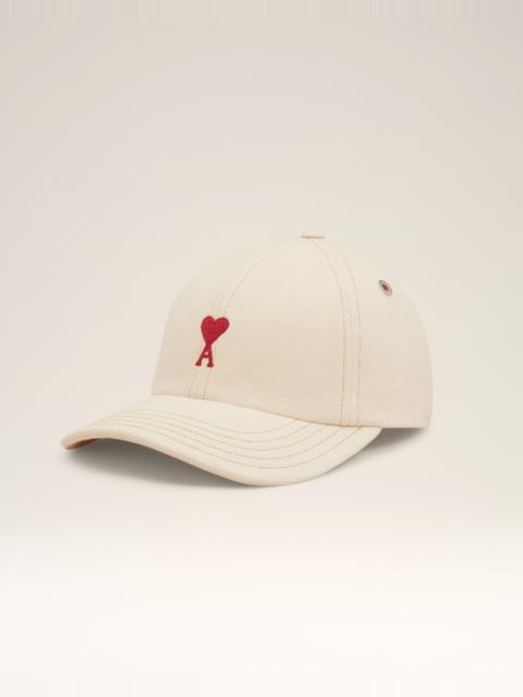 AMI Paris BEIGE COTTON AMI DE COEUR EMBROIDERY CAP