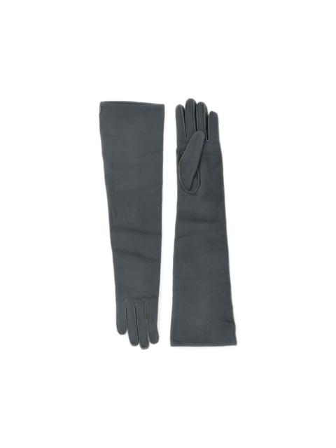 AGNONA contrast-stitch leather gloves