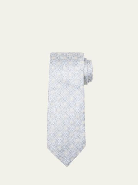 Men's Silk-Cotton Medallion-Print Tie
