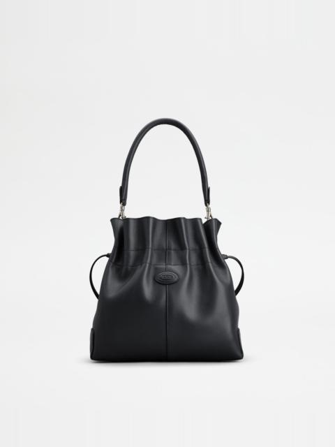 TOD'S DI BAG BUCKET BAG IN LEATHER SMALL WITH DRAWSTRING - BLACK