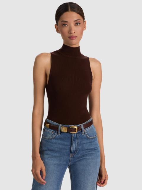Alice + Olivia DARCEY WOOL SLEEVELESS TURTLENECK - DARK CHOCOLATE