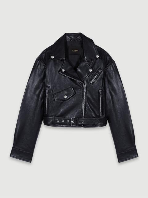 maje Cropped leather jacket