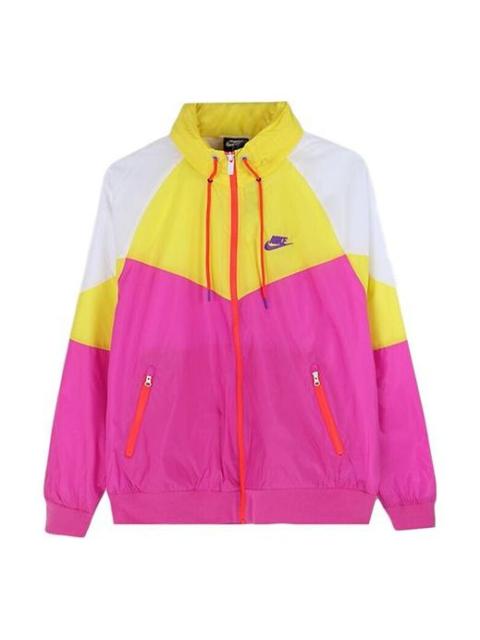 Nike Nike Sports Windproof Colorblock Hooded Jacket Yellow Purple Yellowpurple AR2210-623