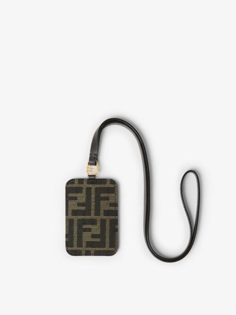 FENDI Baguette Badge Holder Brown FF fabric badge holder