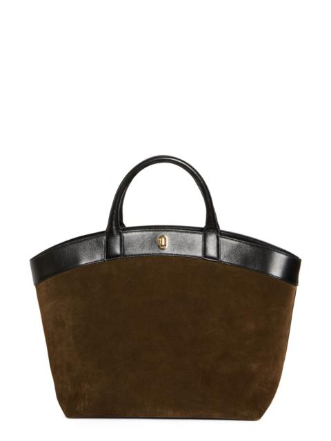 SAVETTE SAVETTE Large Tondo Suede & Leather Tote in Mink at Nordstrom