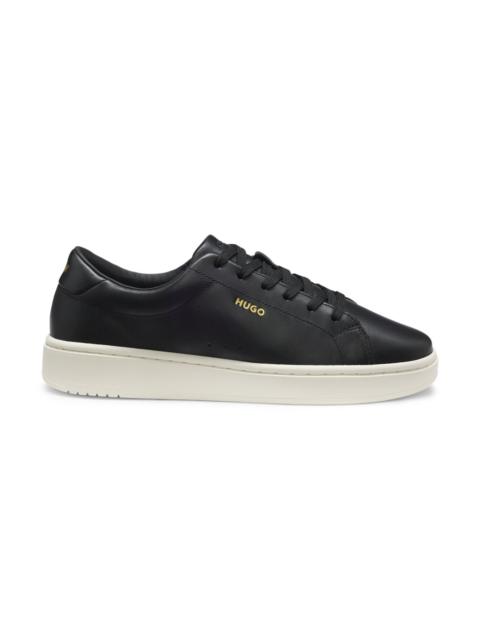 HUGO NAPPA-LEATHER TRAINERS WITH GOLD-TONE LOGO