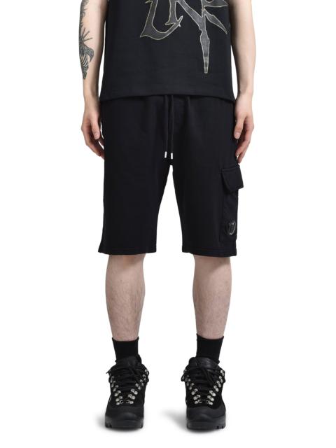 C.P. Company LIGHT FLEECE CARGO LENS SHORTS / BLK