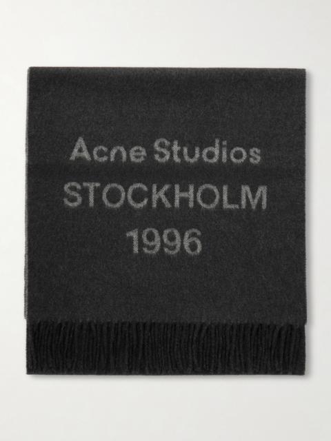 Acne Studios Venus 1996 Logo-Jacquard Fringed Wool Scarf