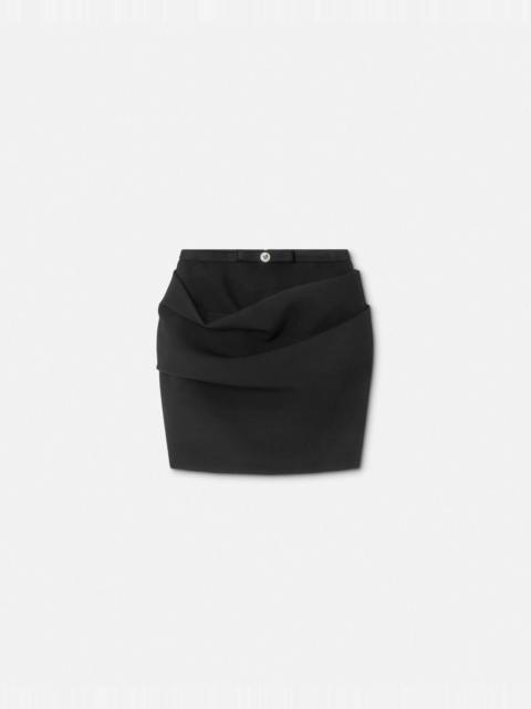 VERSACE Wool Gabardine Draped Skirt