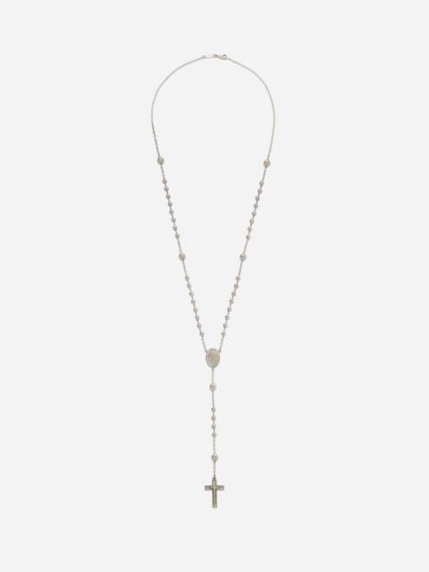 Tradition white gold rosary necklace