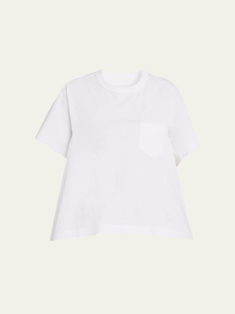 sacai Satin-Panel Cotton Jersey T-Shirt