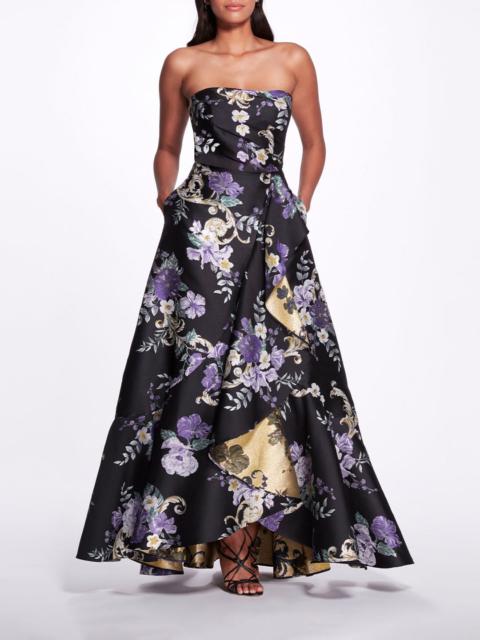 Marchesa STRAPLESS FLORAL GOWN