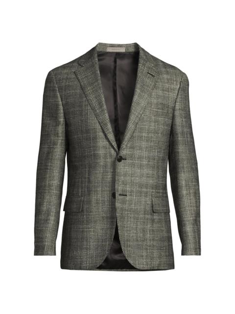 CORNELIANI Men's Plaid Wool-Silk-Cashmere Sport Coat - Black Plaid