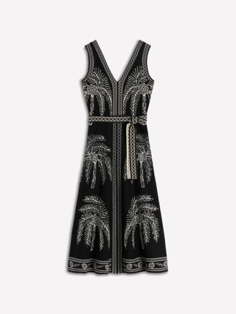 BODEN V Neck Jacquard Dress-Palm Jacquard