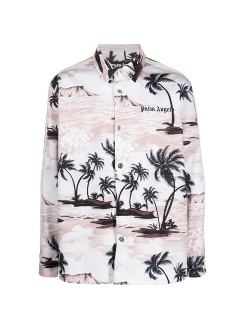 palm-print long-sleeved shirt