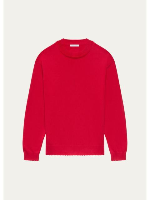 Helmut Lang Men's Cotton Lettuce-Trim Crewneck Sweater