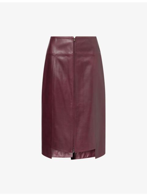 Victoria Beckham High-Waist Staggered-Hem Leather Midi Skirt