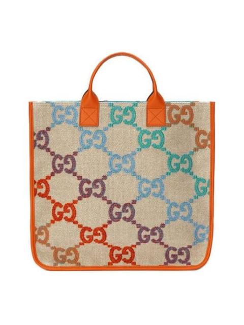 GUCCI (WMNS) Gucci Rainbow Gradient Logo Flax Tote 'Beige Orange' 550763-2KMA0-8485