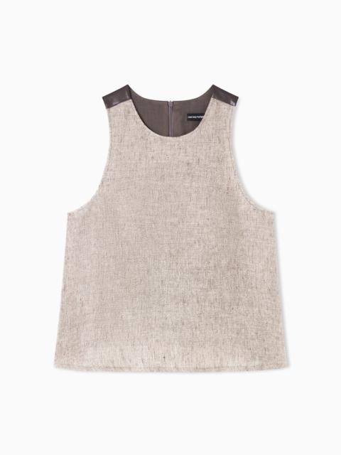 EMPORIO ARMANI HEAVY LINEN CANVAS TOP