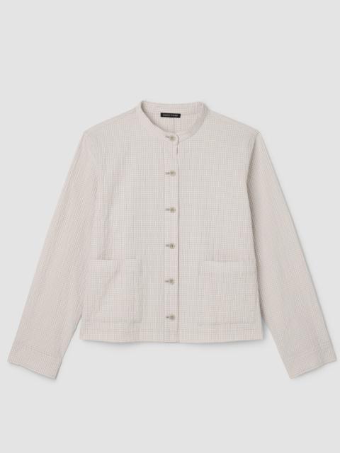EILEEN FISHER Organic Cotton Pucker Check Shirt Jacket