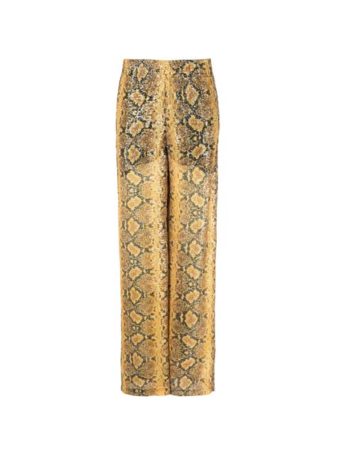 sequin-embellished snakeskin-print trousers