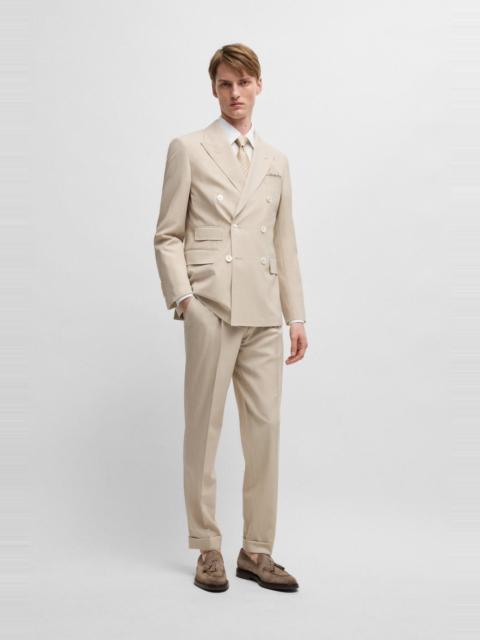 BOSS SLIM-FIT SUIT IN PATTERNED WOOL AND SILK