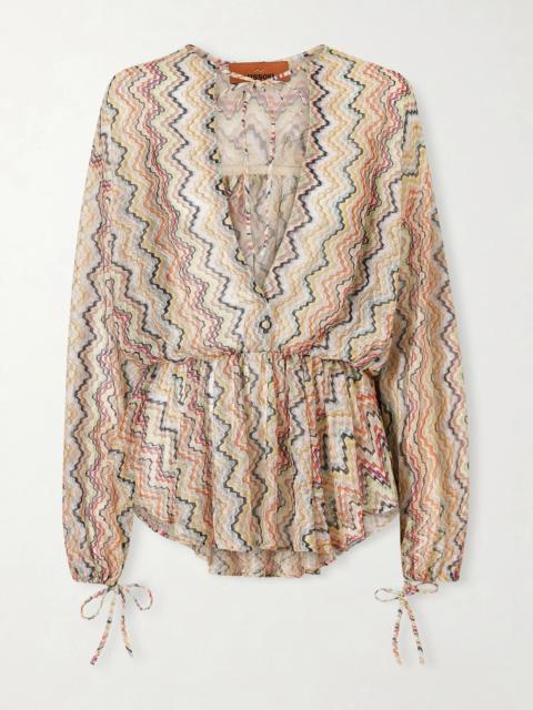 Missoni Mare Gathered Striped Crochet-knit Coverup