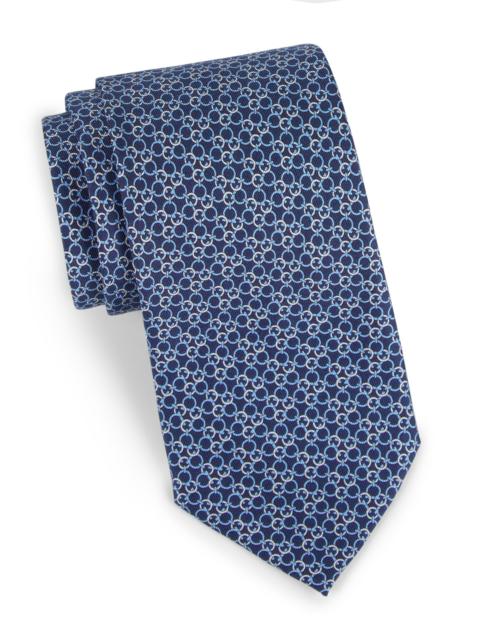 FERRAGAMO Men's Zeffiro Gancini Tie - Navy