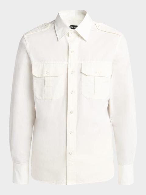 TOM FORD Men's Cotton-Silk Poplin Western Shirt