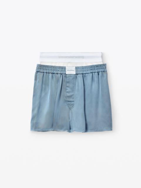 Alexander Wang logo boxer short in shiny cupro