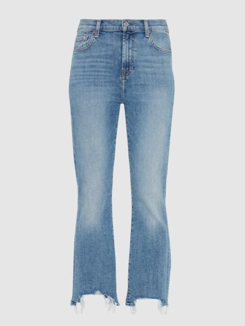 7 For All Mankind High Waist Slim Kick with Long Side Hem and Destroy in Sloane Vintage