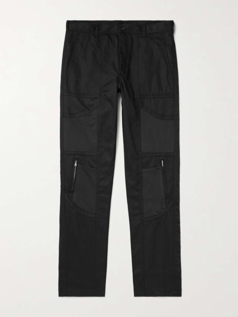 Straight-Leg Mesh-Panelled Cotton-Twill Cargo Trousers
