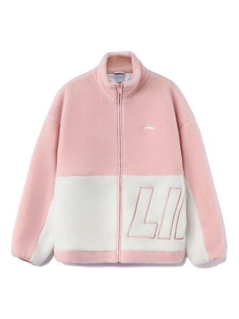 Li-Ning Li-Ning Logo Color Block Polar Fleece Jacket 'Pink White' AFDR910-3