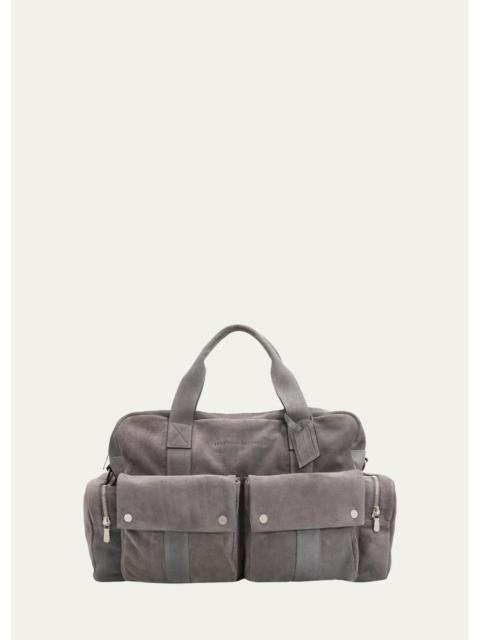 Brunello Cucinelli Men's Suede Oversized-Pocket Duffel Bag