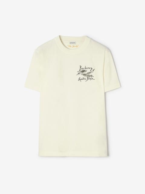 Burberry Feather Print Cotton T-shirt