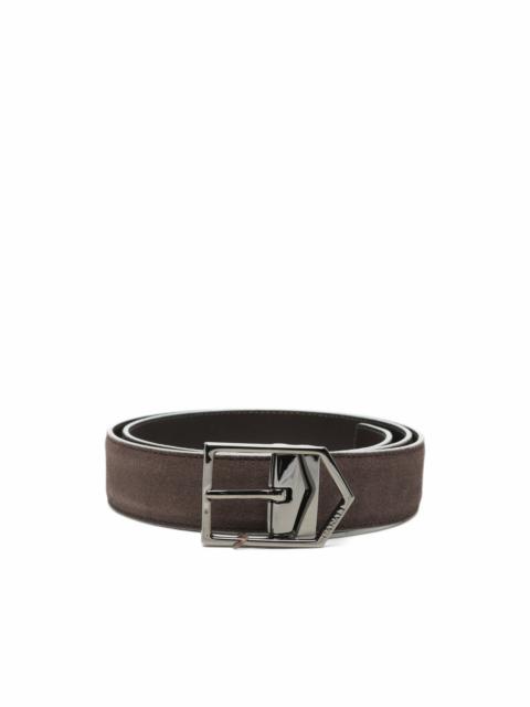 Canali suede logo-engraved belt