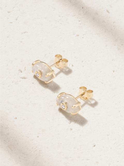 SYDNEY EVAN 14-karat Gold, Moonstone And Diamond Earrings