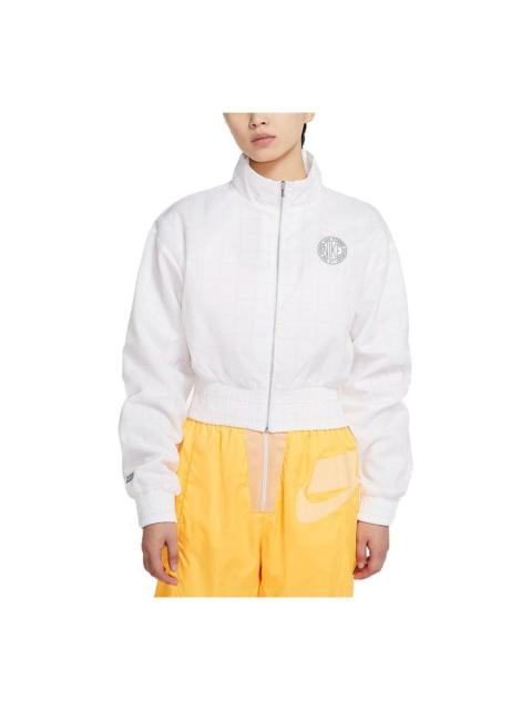 Nike (WMNS) Nike Plaid Windproof Sports Stand Collar Jacket White CZ8235-100