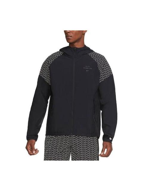 Nike Nike Run Division 플래시 로고 반사 인쇄 후드 런닝 재킷 블랙 CU7871-010