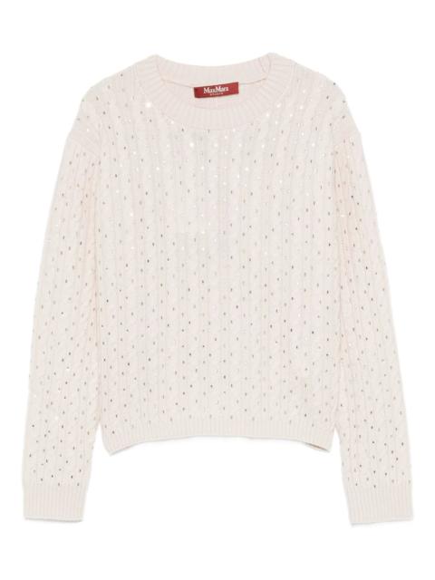 Max Mara Studio Max Mara Studio Embellished Cable-knit Sweater