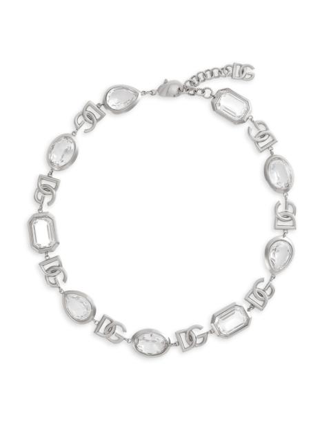 Dolce & Gabbana Women's Silvertone & Crystal Logo Necklace - Silver
