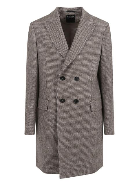 ZEGNA double-breasted herringbone-effect coat