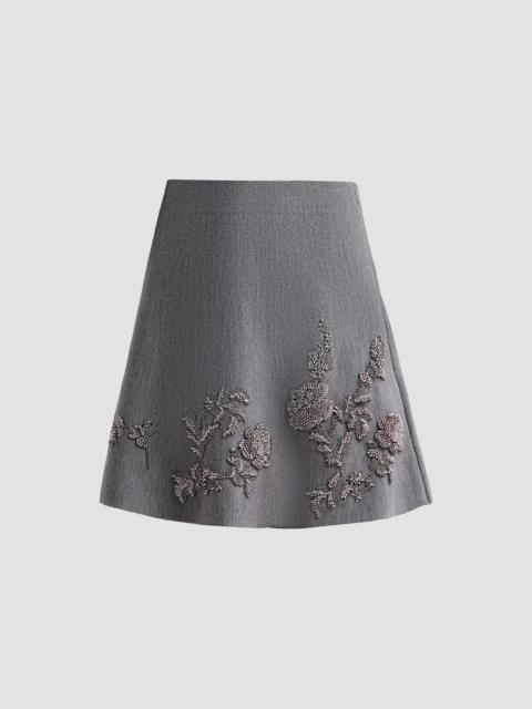 Oscar de la Renta Women's Beaded Wool Mini Skirt - Melange Grey