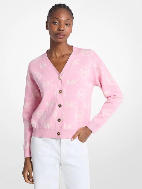 MICHAEL KORS Logo Jacquard Cotton Blend Cardigan
