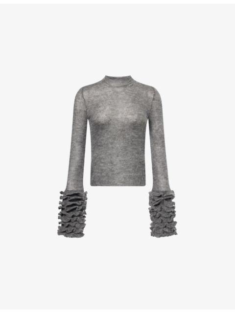 Alaïa Frilled-Cuffs Regular-Fit Wool-Blend Jumper