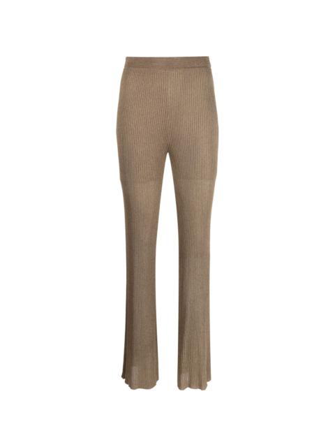 shinny-finish knitted trousers